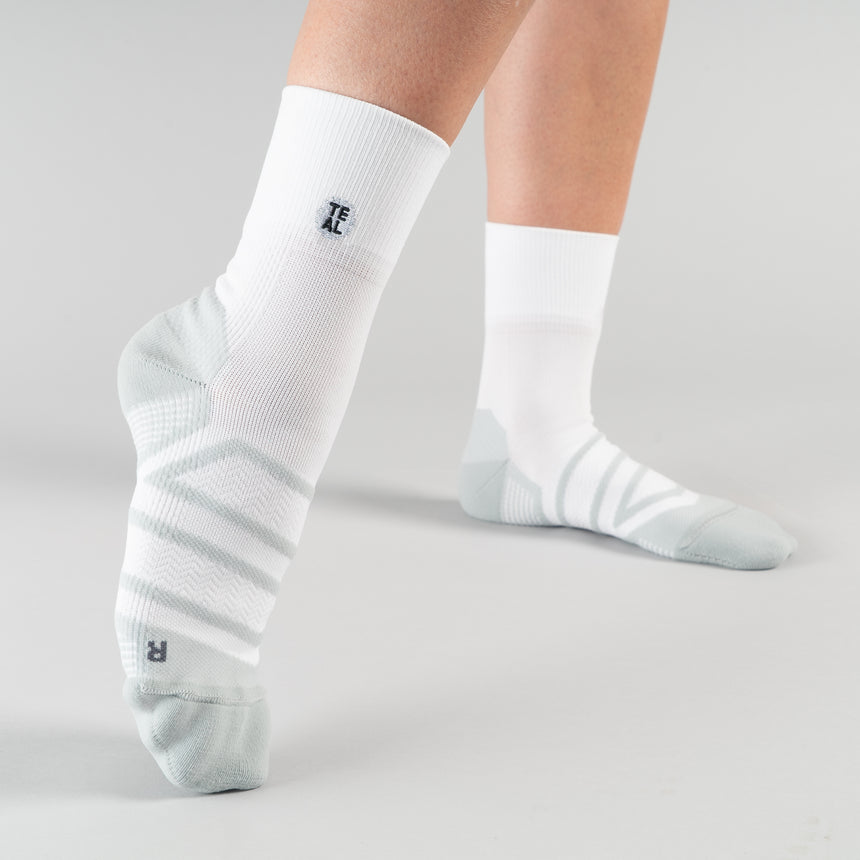 Performance Sock Mid: White/Pebble