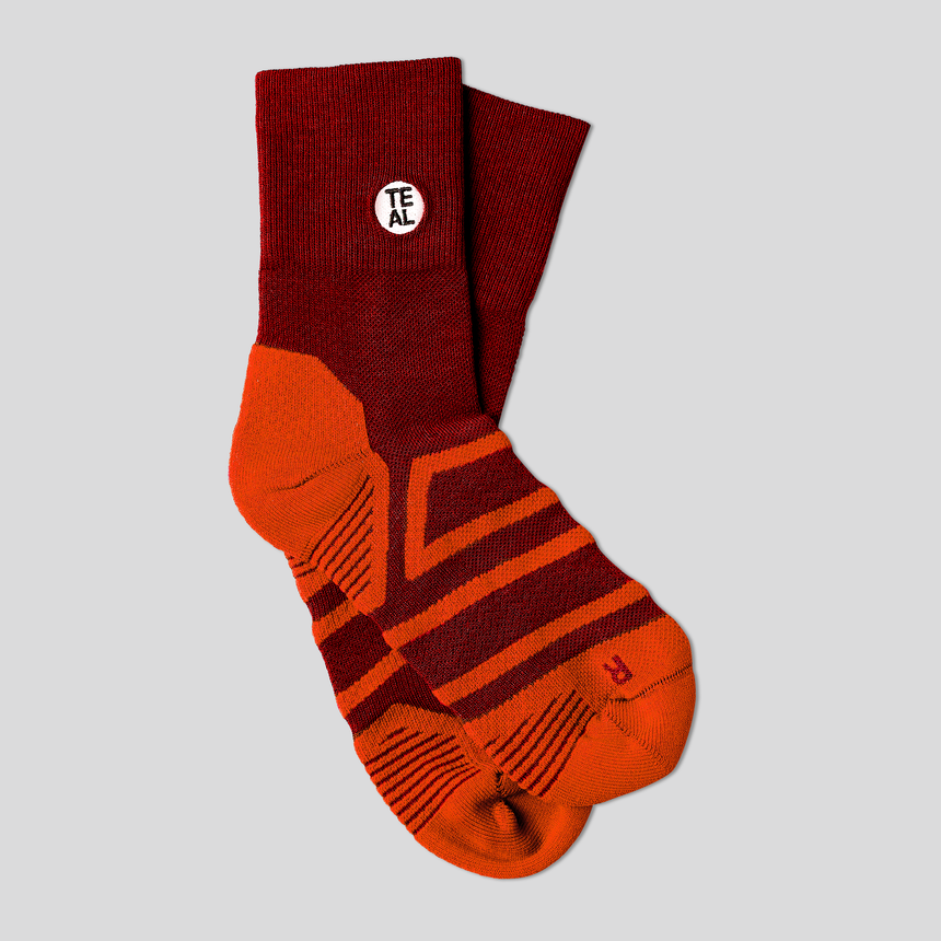 Performance Sock Mid: Red/Orange
